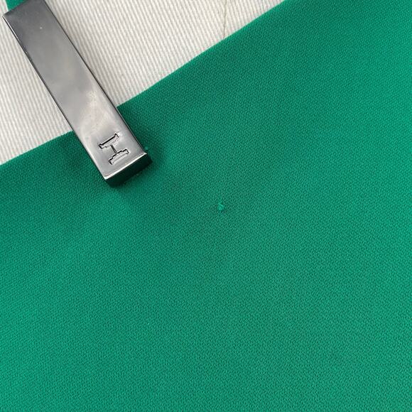 Halston Heritage Mini Dress One Shoulder Halter Choker Strap Asymmetric Green 2 - Picture 5 of 11